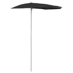 Berkfield Home Garden Half Parasol with Pole 180x90 cm Black - thumbnail 1