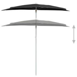 Berkfield Home Garden Half Parasol with Pole 180x90 cm Black - thumbnail 4