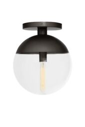 Orsina Chrome Finish Ceiling Light, Hanging Light With Transparent Glass Globe, Nordic-Inspired Lighting For Rooms in Black - thumbnail 1