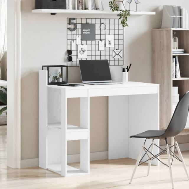 Berkfield Home Office Desk White 103.5x56.5x94 cm Engineered Wood - image 1