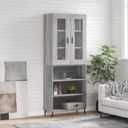 Berkfield Home Highboard Grey Sonoma 69.5x34x180 cm Engineered Wood - thumbnail 2