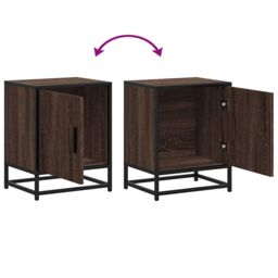 Berkfield Home Bedside Cabinet Brown Oak 40x31x50 cm Engineered Wood & Metal - Size: 40 x 31 x 50 cm - thumbnail 9