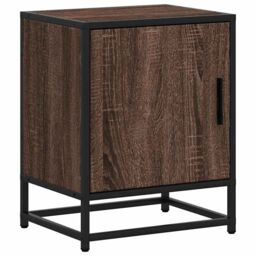 Berkfield Home Bedside Cabinet Brown Oak 40x31x50 cm Engineered Wood & Metal - Size: 40 x 31 x 50 cm - thumbnail 2