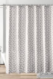 Neel Blue Abstract Geometric Bathroom Shower Curtain with 12 Hooks, Mould & Mildew Resistant- 180cm x 180cm in Grey - Size: 180 cm width x 180 cm drop