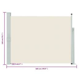 Berkfield Home Patio Retractable Side Awning 140x500 cm Cream in Beige - thumbnail 4