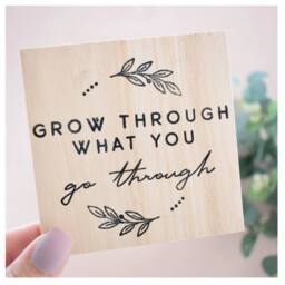 Amaya Rose Ltd Grow Through What You Go Through Solid Wood Plaque Shelf Decor in Beige - thumbnail 2