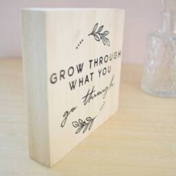 Amaya Rose Ltd Grow Through What You Go Through Solid Wood Plaque Shelf Decor in Beige - thumbnail 5