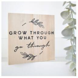 Amaya Rose Ltd Grow Through What You Go Through Solid Wood Plaque Shelf Decor in Beige - thumbnail 6
