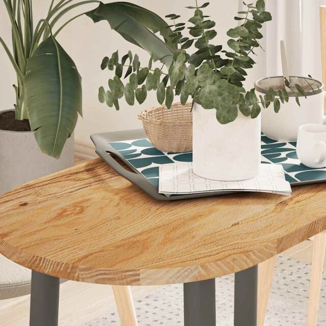 Berkfield Home Table Top Light Brown 80x40x2 cm Solid Wood Oak Oval - Size: 80 x 40 x 2 cm - image 1