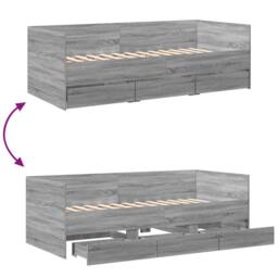 Berkfield Home Daybed with Drawers without Mattress Grey Sonoma 90x190 cm Single - thumbnail 8