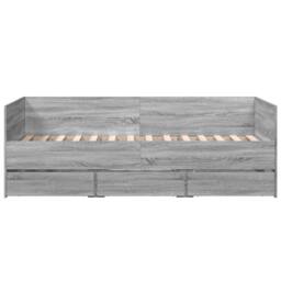 Berkfield Home Daybed with Drawers without Mattress Grey Sonoma 90x190 cm Single - thumbnail 4
