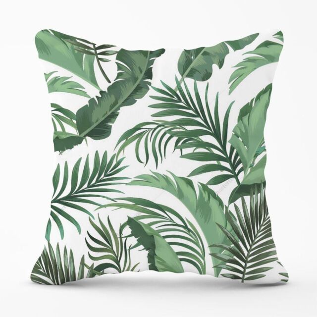 Warren Reed - Designer Trendy Tropical Leaves Cushions in Green - Size: 60 cm x 60 cm - image 1