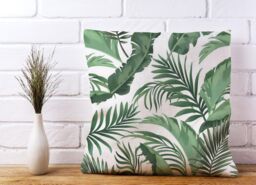 Warren Reed - Designer Trendy Tropical Leaves Cushions in Green - Size: 60 cm x 60 cm - thumbnail 2