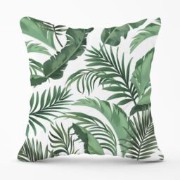 Warren Reed - Designer Trendy Tropical Leaves Cushions in Green - Size: 60 cm x 60 cm - thumbnail 1