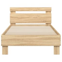Berkfield Home Bed Frame without Mattress with Headboard Sonoma Oak 90x200 cm in Brown - thumbnail 5