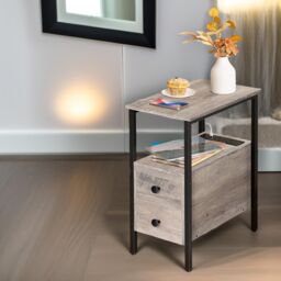 Rafaelo Mobilia Bedside Table with Power Outlet & USB Ports Greige in Grey - thumbnail 4