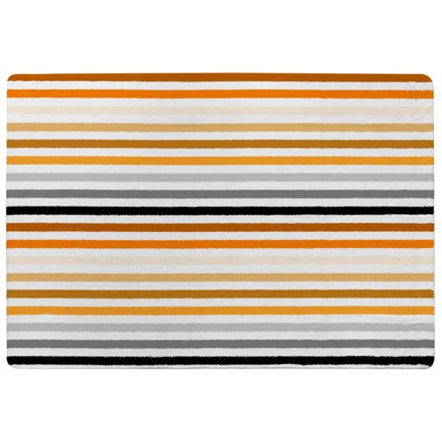 Benjamin Tate Design Striped Pattern, Orange Black Gray Beige & Brown Designer Rug in Natural - Size: Large - image 1