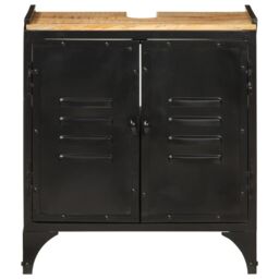 Berkfield Home Bathroom Sink Cabinet 55x35x60 cm Iron & Solid Wood Mango in Brown - Size: 55 x 35 x 60 cm - thumbnail 3