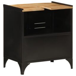 Berkfield Home Bathroom Sink Cabinet 55x35x60 cm Iron & Solid Wood Mango in Brown - Size: 55 x 35 x 60 cm - thumbnail 5