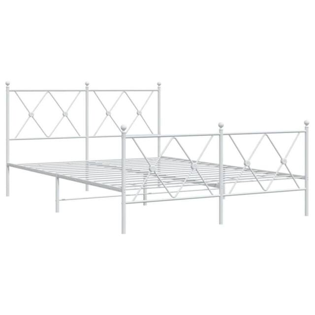 Berkfield Home Metal Bed Frame without Mattress with Footboard White 140x190cm - Size: 140x190 cm - image 1