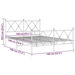 Berkfield Home Metal Bed Frame without Mattress with Footboard White 140x190cm - Size: 140x190 cm - thumbnail 8