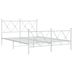 Berkfield Home Metal Bed Frame without Mattress with Footboard White 140x190cm - Size: 140x190 cm - thumbnail 1