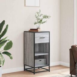 Berkfield Home Sideboard Grey Sonoma 35.5x35x76 cm Engineered Wood & Metal - thumbnail 1