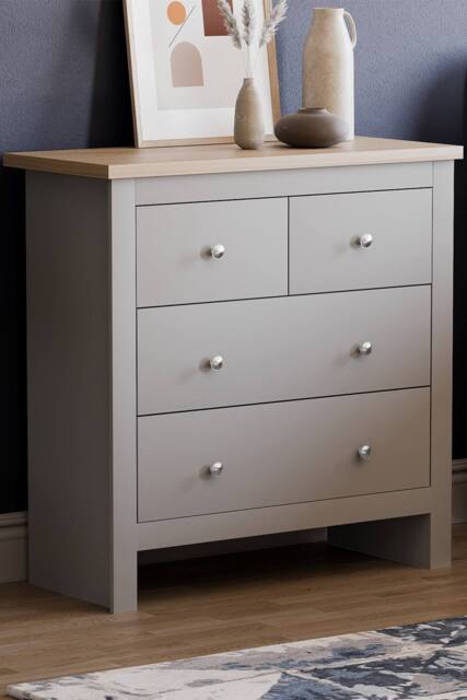 HD Designs 4 Drawer Storage Cabinet Sideboard Unit Bedroom Hallway in Grey - image 1