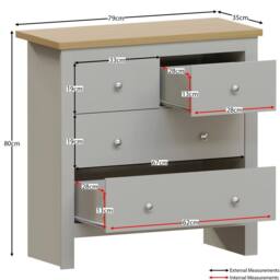 HD Designs 4 Drawer Storage Cabinet Sideboard Unit Bedroom Hallway in Grey - thumbnail 2
