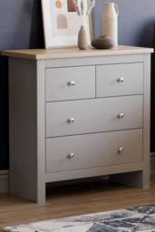 HD Designs 4 Drawer Storage Cabinet Sideboard Unit Bedroom Hallway in Grey - thumbnail 1
