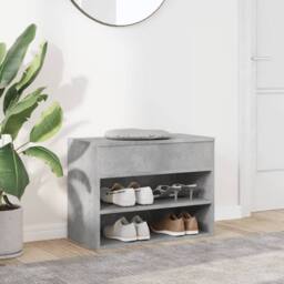 Berkfield Home Shoe Bench Concrete Grey 60x30x45 cm Engineered Wood - Size: 60 x 30 x 45 cm - thumbnail 3