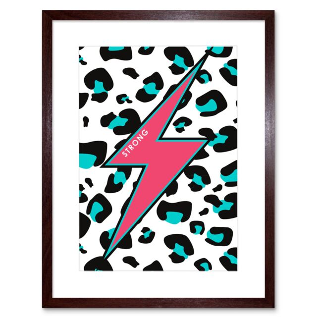 "Artery8 Wall Art Print Pink Teal Leopard Reverse Strong Art Framed 9x7 inch in Brown - Size: W7"" x H9""" - image 1