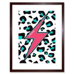 "Artery8 Wall Art Print Pink Teal Leopard Reverse Strong Art Framed 9x7 inch in Brown - Size: W7"" x H9""" - thumbnail 1