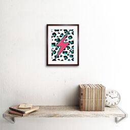 "Artery8 Wall Art Print Pink Teal Leopard Reverse Strong Art Framed 9x7 inch in Brown - Size: W7"" x H9""" - thumbnail 2