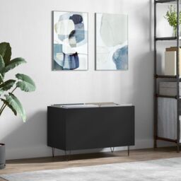 Berkfield Home Record Cabinet Black 74.5x38x48 cm Engineered Wood - thumbnail 1