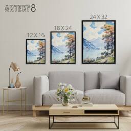 "Artery8 Lake District Landscape in Autumn Framed Canvas Wall Art Print - Size: W12"" x H16""" - thumbnail 4