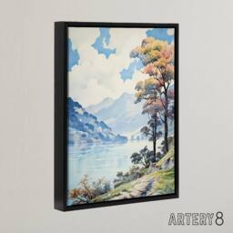 "Artery8 Lake District Landscape in Autumn Framed Canvas Wall Art Print - Size: W12"" x H16""" - thumbnail 2