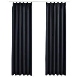 Berkfield Home Elegant Blackout Curtains with Hooks 2 pcs Anthracite 140x245 cm in Dark Grey - thumbnail 3