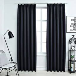 Berkfield Home Elegant Blackout Curtains with Hooks 2 pcs Anthracite 140x245 cm in Dark Grey - thumbnail 2