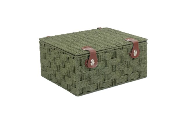 Red Hamper Green Twisted Paper Rope Picnic Basket - Size: Small - image 1