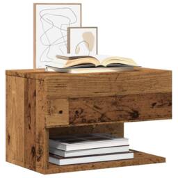 Berkfield Home Wall-mounted Bedside Cabinets 2 pcs Old Wood in Brown - thumbnail 4