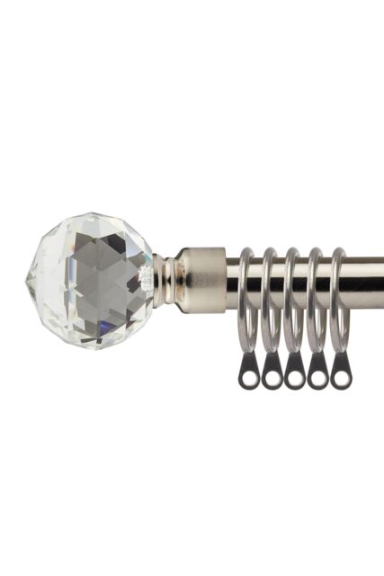 New Edge Blinds 16-19mm Cristalla Extendable Durable Metal Curtain Pole Set in Silver - Size: 170 cm - 300 cm - image 1