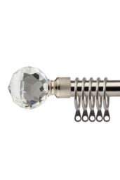 New Edge Blinds 16-19mm Cristalla Extendable Durable Metal Curtain Pole Set in Silver - Size: 170 cm - 300 cm - thumbnail 1
