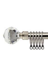 New Edge Blinds 16-19mm Cristalla Extendable Durable Metal Curtain Pole Set in Silver - Size: 170 cm - 300 cm