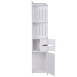 Living and Home Free Standing Bathroom Corner Storage Cabinet with Shelf in White - thumbnail 5