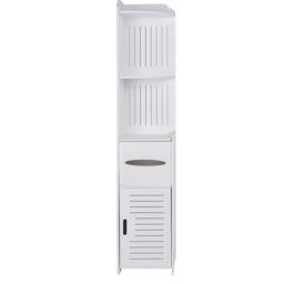 Living and Home Free Standing Bathroom Corner Storage Cabinet with Shelf in White - thumbnail 3