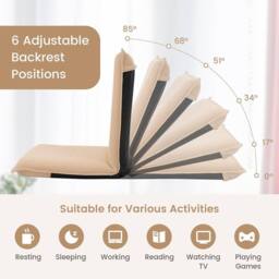 Costway Lazy Sofa Floor Chair Foldable Gaming Chair Recliner With 6 Adjustable Positions in Brown - thumbnail 6