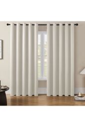 Living and Home 2 Panels Beige Blackout Curtains Polyester Drop Eyelet Curtains for Bedroom and Living Room, 168cm W x 229cm H - thumbnail 2