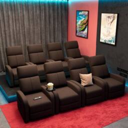 London Boutique Manual Recliner Chair Adjustable Single Sofa w/Cushion & Side Pocket in Brown - thumbnail 9
