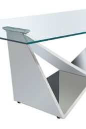 Orsina Stylish Design Wing Base Coffee Table, Wing Base Design Modern Coffee Table, Stainless Steel Legs Table in Silver - thumbnail 5